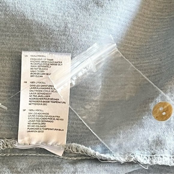 Twig Blue & White Striped Boho Ruffled Cold Shoulder Tank Top Size M - Picture 9 of 10